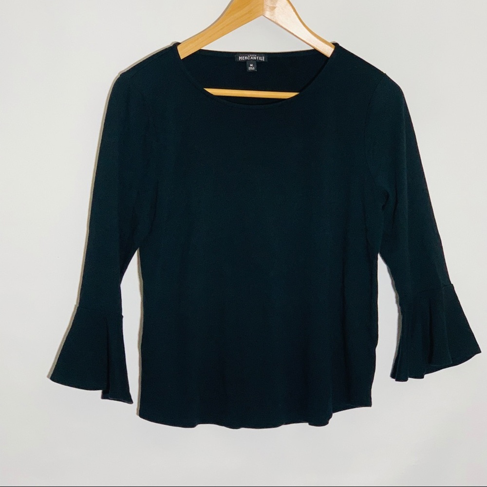J Crew Mercantile black ¾ bell sleeves, M